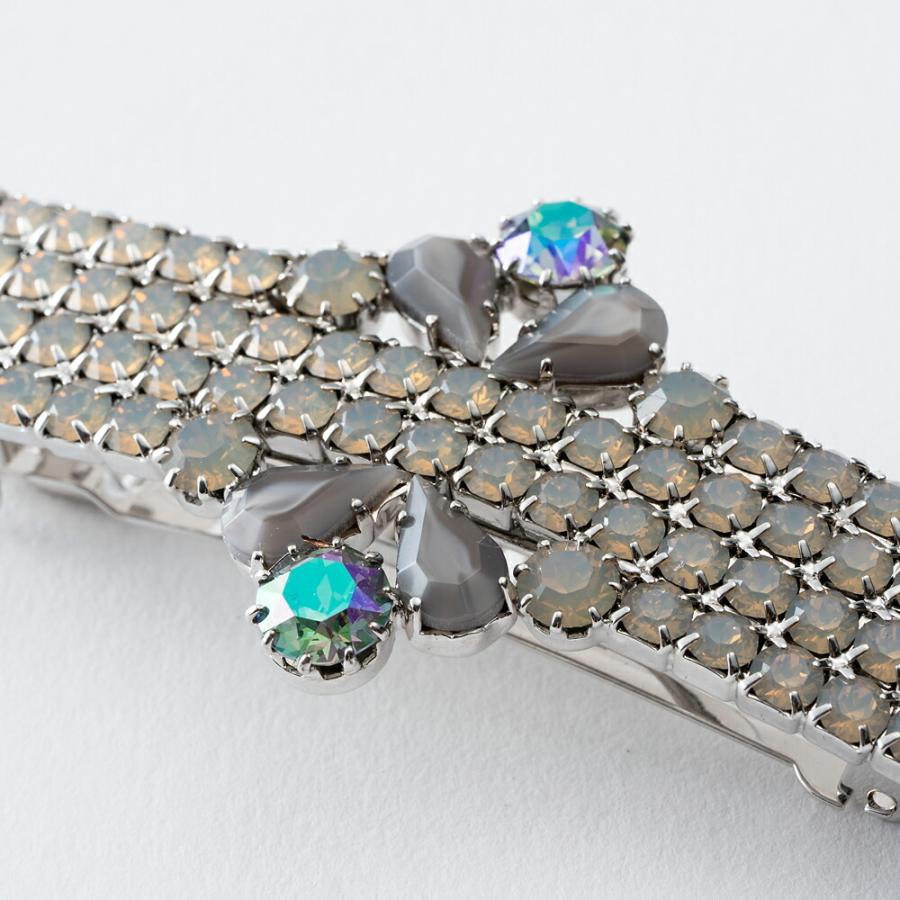 ヘアアクセサリー バレッタ グレー スワロフスキークリスタル 149359