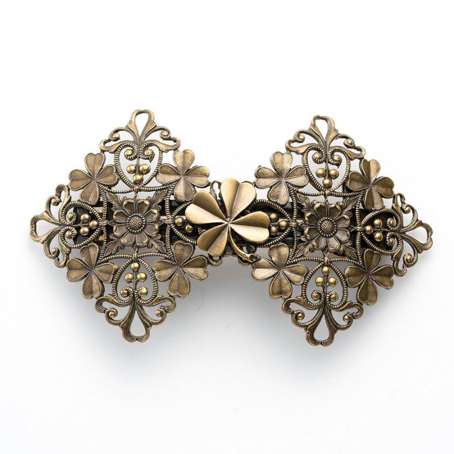 ヘアアクセサリー バレッタ レースメタル ブロンズ クローバー 150097  イマックジュエリー公式 爆買 | ブランド登録なし | 01