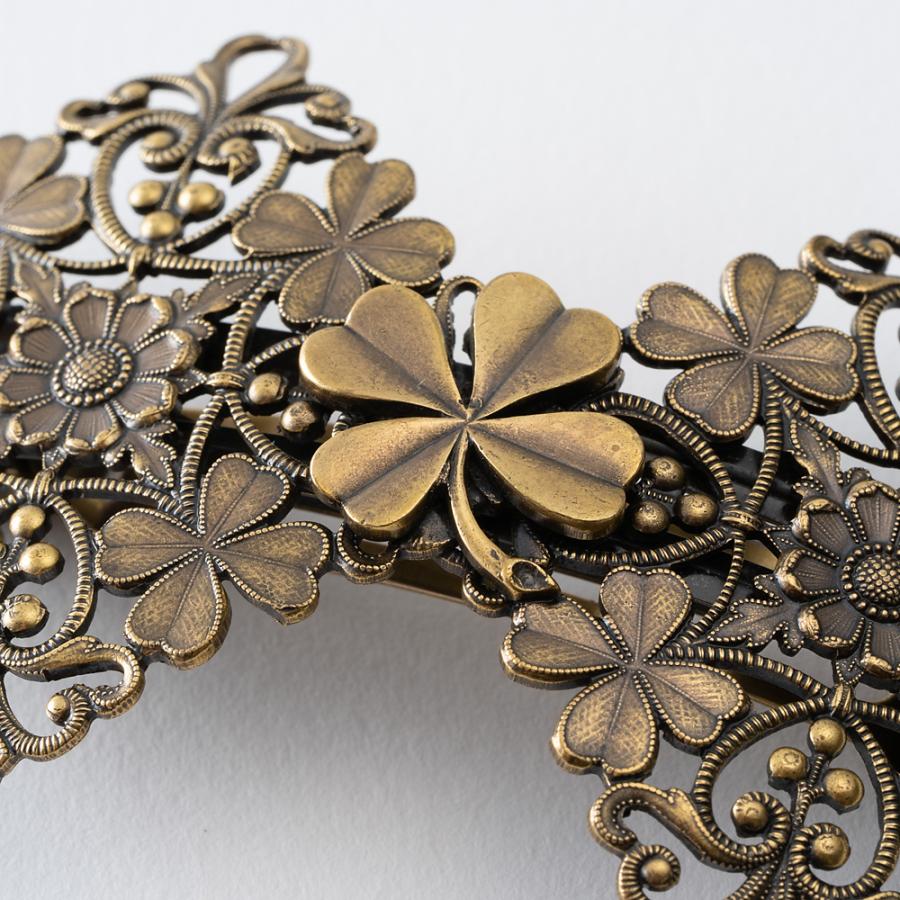 ヘアアクセサリー バレッタ レースメタル ブロンズ クローバー 150097  イマックジュエリー公式 爆買 | ブランド登録なし | 05