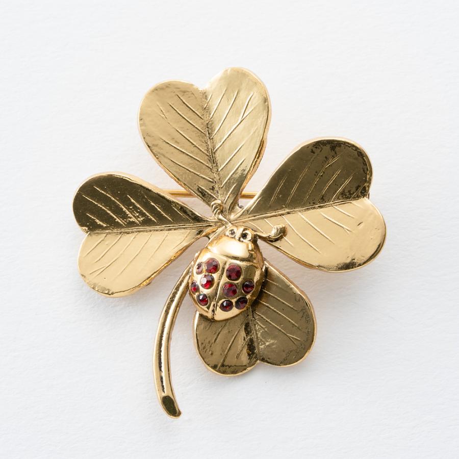 ショッピング販売品 レッド ラインストーン ブローチ ゴールド クローバー P1tma 人気物 Jeromejack Fr