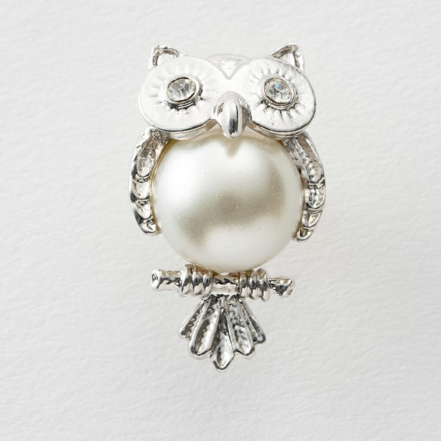 アクセサリー バッジ パール ふくろう 150743 真珠 白   イマックジュエリー公式 爆買 | ブランド登録なし | 01