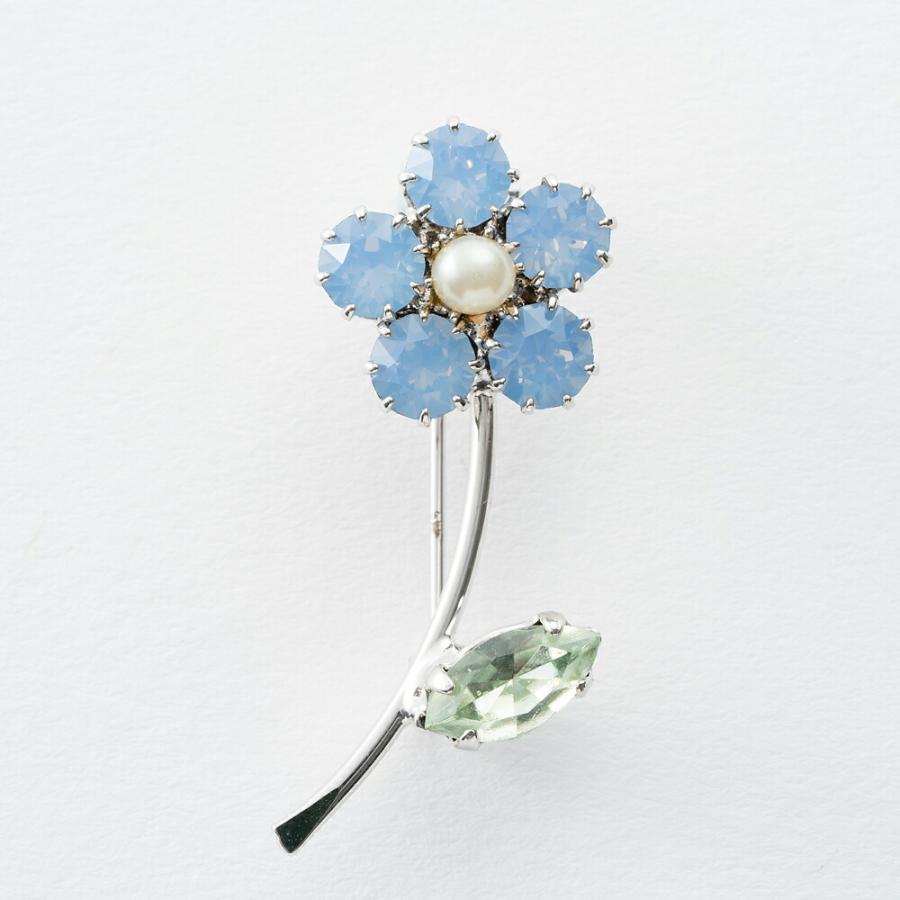 オンラインでの早期割引 ラインストーン ブローチ ブルー フラワー パール アンティーク風 P1tma 1505 直販廉価 Jeromejack Fr