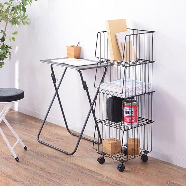 東谷 ワイヤー バスケットワゴン 4段 キャスター付き おしゃれ