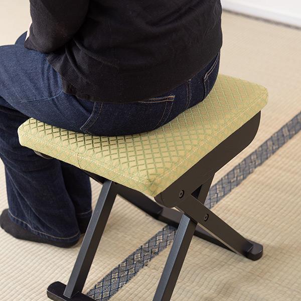 法事 スツール 仏間 仏具 上品 椅子 和室 グリーン BC-115 N01 東谷 スツール お座敷 チェア 折りたたみ式 2脚セット 和風 椅子