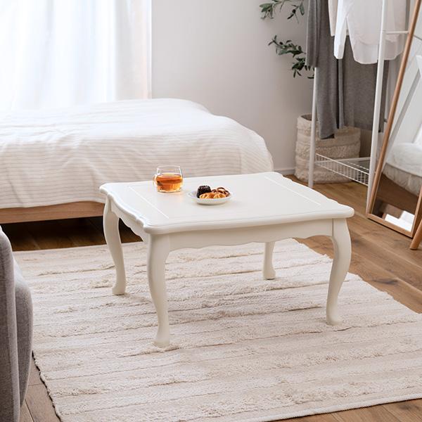 東谷 こたつテーブル 正方形 白 おしゃれ 猫脚 70×70 石英管ヒーター