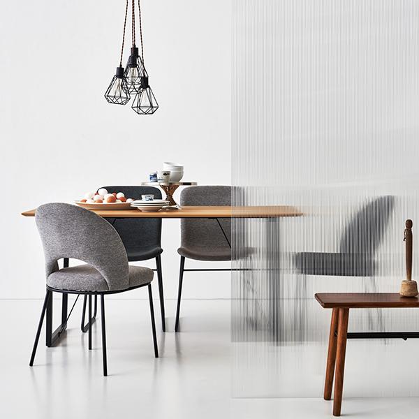 東谷 ダイニングチェア おしゃれ 布張り 布 椅子 スチール脚 布 グレー