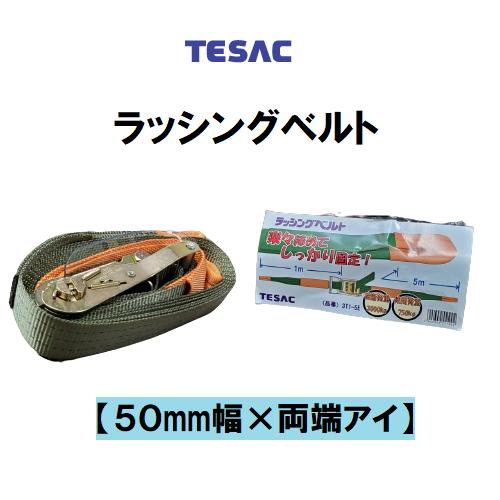 テザック ラッシングベルト 50mm幅 1m+5m 両端アイタイプ 3T1-5E 荷