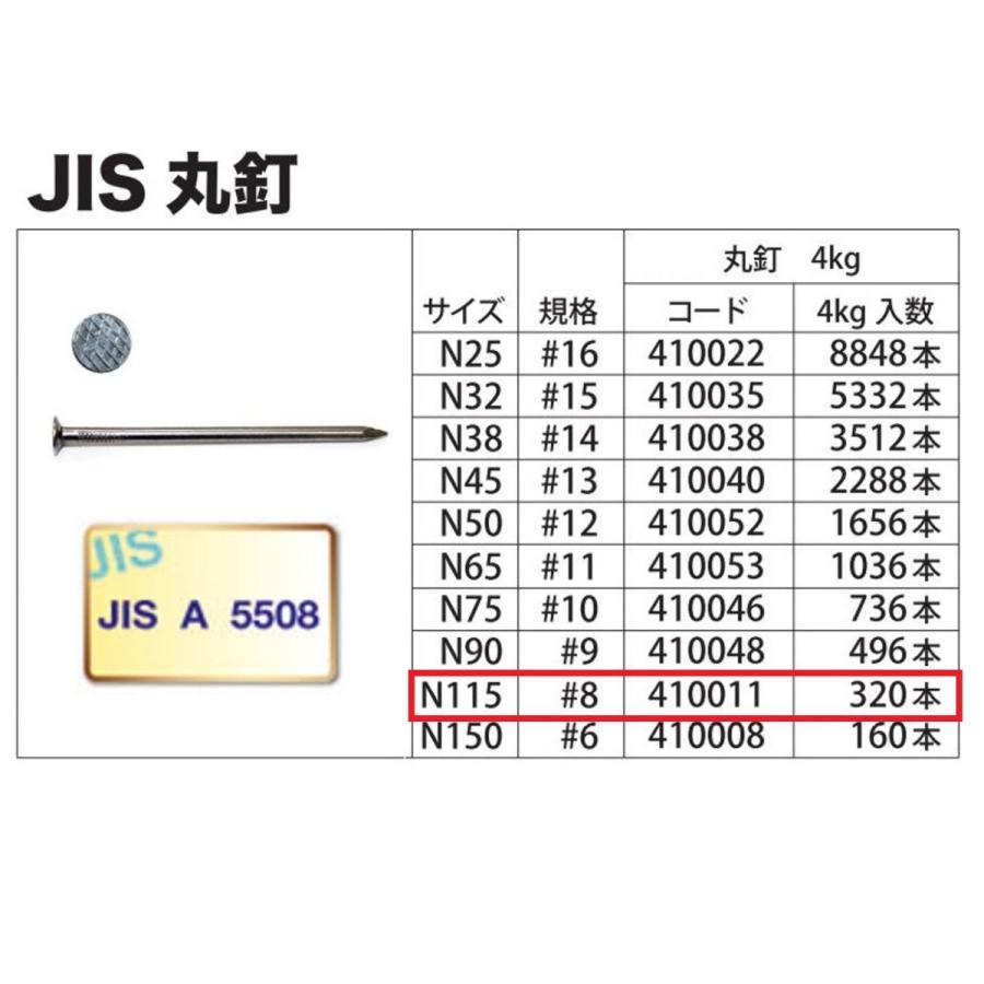 丸釘 鉄 N115 #8×115 4kg入 JIS認定品 佐藤ケミカル : 今戸屋 丸釘 鉄 N115 #8×115 4kg入 JIS認定品 佐藤ケミカル : 今戸屋