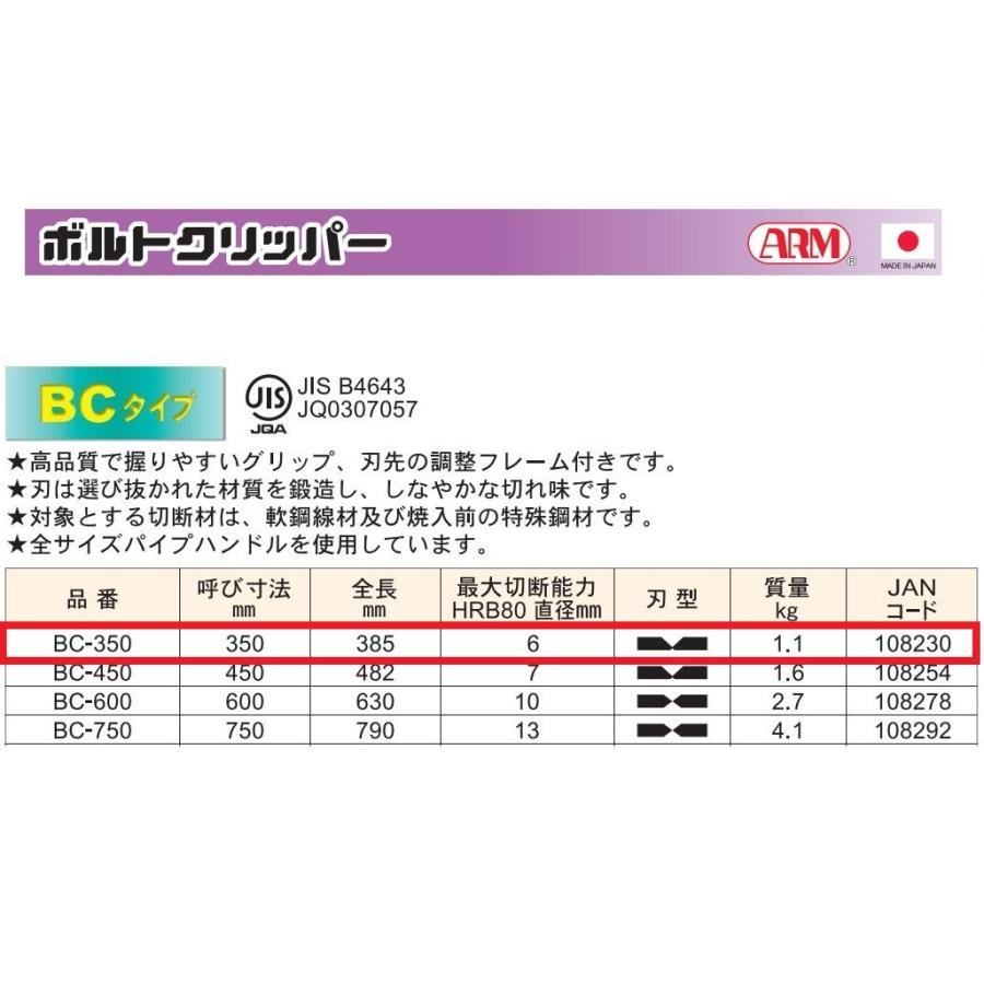 アーム産業 ボルトクリッパー BCタイプ 350mm BC-350 ARM : 今戸屋建材 