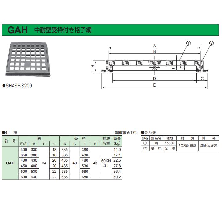 伊藤鉄工 IGS 鋳鉄製格子蓋 GAH-600 630mm×630mm T-6 ますぶた 角マス
