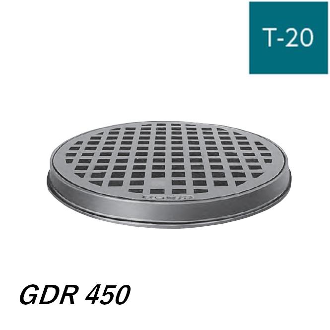 伊藤鉄工 IGS 丸型鋳鉄製格子蓋 GDR-450 T-20 中・重耐丸型受枠付き