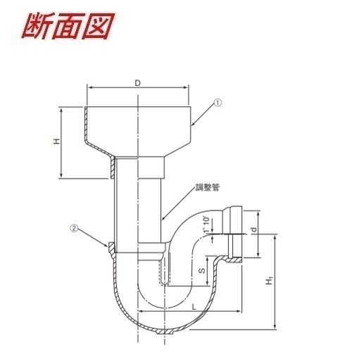 伊藤鉄工 HYP50-200 トラップ付き間接排水金具 ホッパー HYP50×200(HPGB＋PG) IGS