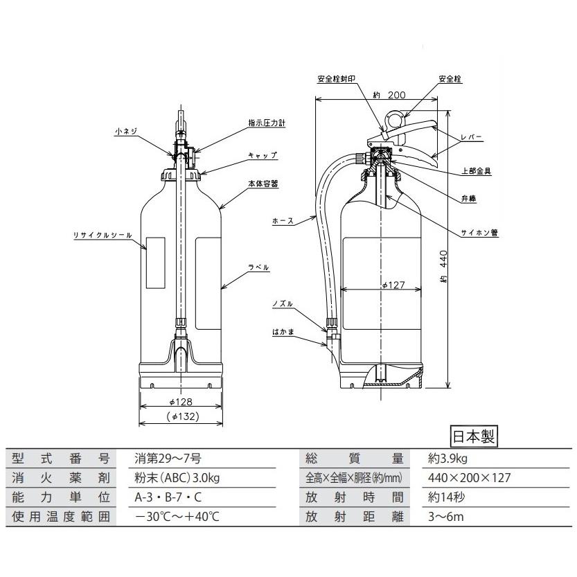 モリタ宮田工業 アルミ製蓄圧式粉末ABC消火器 MEA10Z アルテシモ