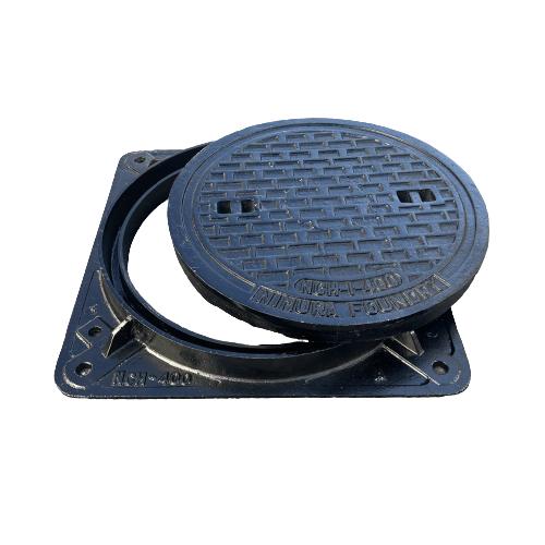 鋳鉄製 茶釜 取っ手付き 鋳鉄製マンホール(普及型・乗用車荷重)蓋のみ 黒色 法山本店