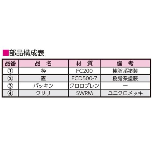 マンホール　鉄蓋　500　T-20　送料無料　鋳鉄製　角枠つき　鋳物　ニムラ　水封型　重荷重型マンホール