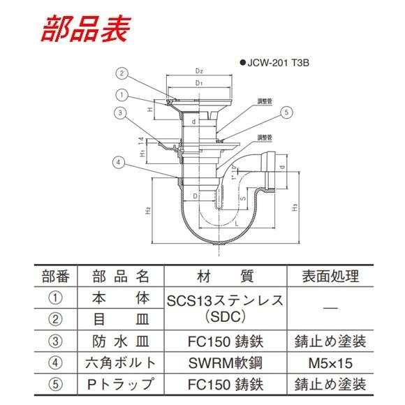 伊藤鉄工 P3BAKS40 P型床排水トラップ サイズ40 P3BAKS 防水用 国土交通省型 T3B IGS_3