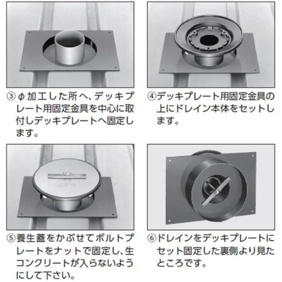 ルーフドレイン デッキプレート用 屋上 フロアー用 サイズ 100 先付け 打込み式 ねじ込み接続 4インチ アスファルト シート防水用 SG1FK＋D ニムラ