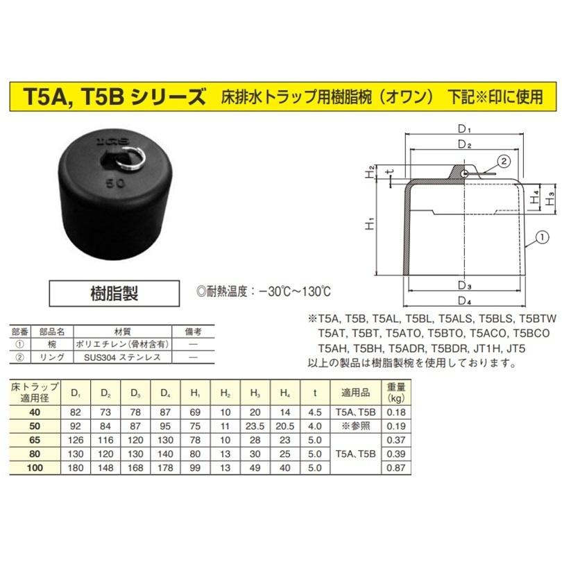 伊藤鉄工 T5A T5B シリーズ 床排水トラップ用樹脂椀(オワン