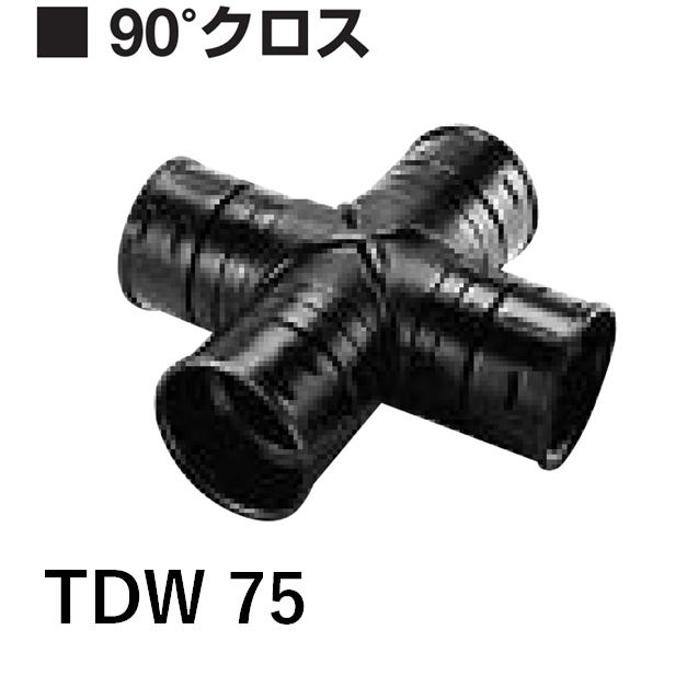 デンカ 暗渠管 十字管 TDW75 トヨドレンダブル管用 90°クロス TDW管