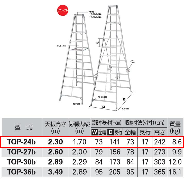 長谷川工業 ハセガワ工業 長尺専用アルミ脚立 TOP-24b 8段8尺