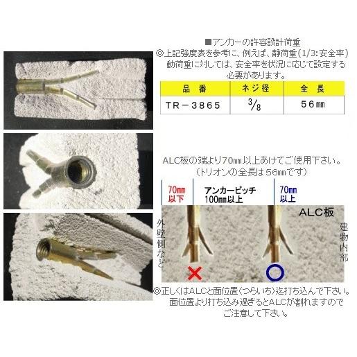ALC用雌ネジアンカー トリオン TR-3865 バラ売り ネジ径W3/8 外 ALC用雌ネジアンカー トリオン TR-3865 バラ売り ネジ径W3/8 外