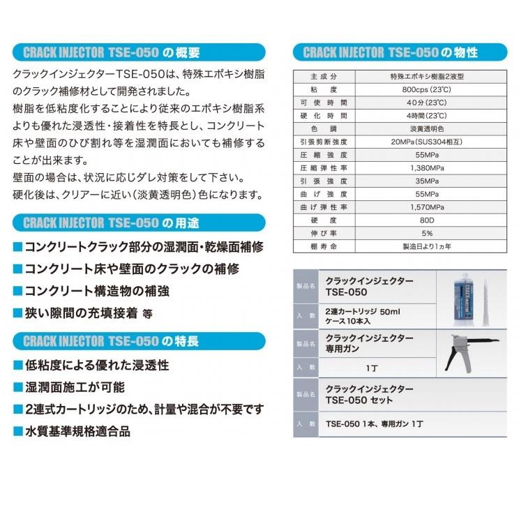 ヘルメチック クラックインジェクター 低粘度湿潤面硬化タイプ TSE-050
