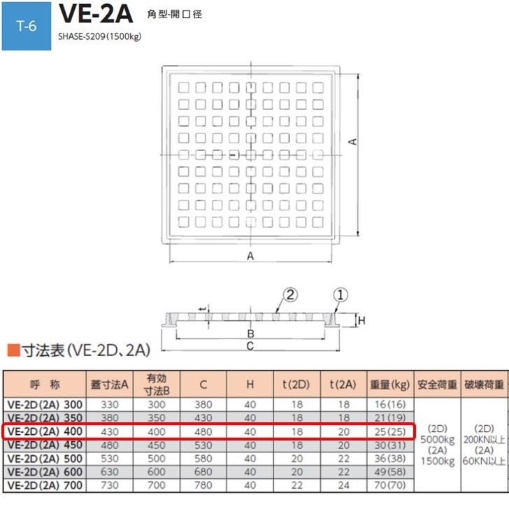 鋳鉄製格子蓋 有効寸法400 適用荷重T-6 受枠付き 側溝用 ます