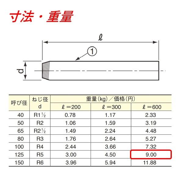 伊藤鉄工 YDG GP 片ねじ 調節管 呼び径125 調節管長600 鉄管 IGS_2