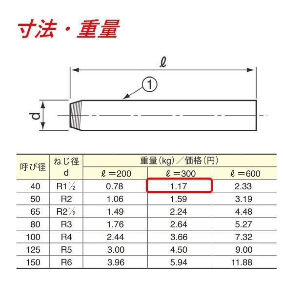 伊藤鉄工 YDG GP 片ねじ 調節管 呼び径40 調節管長300 鉄管 IGS : 今