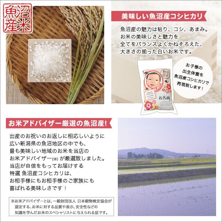 令和5年産 魚沼産コシヒカリ 抱っこできる赤ちゃんプリント 出産内祝い 米 出生体重米 名入れ 内祝い 送料別｜imagi｜04