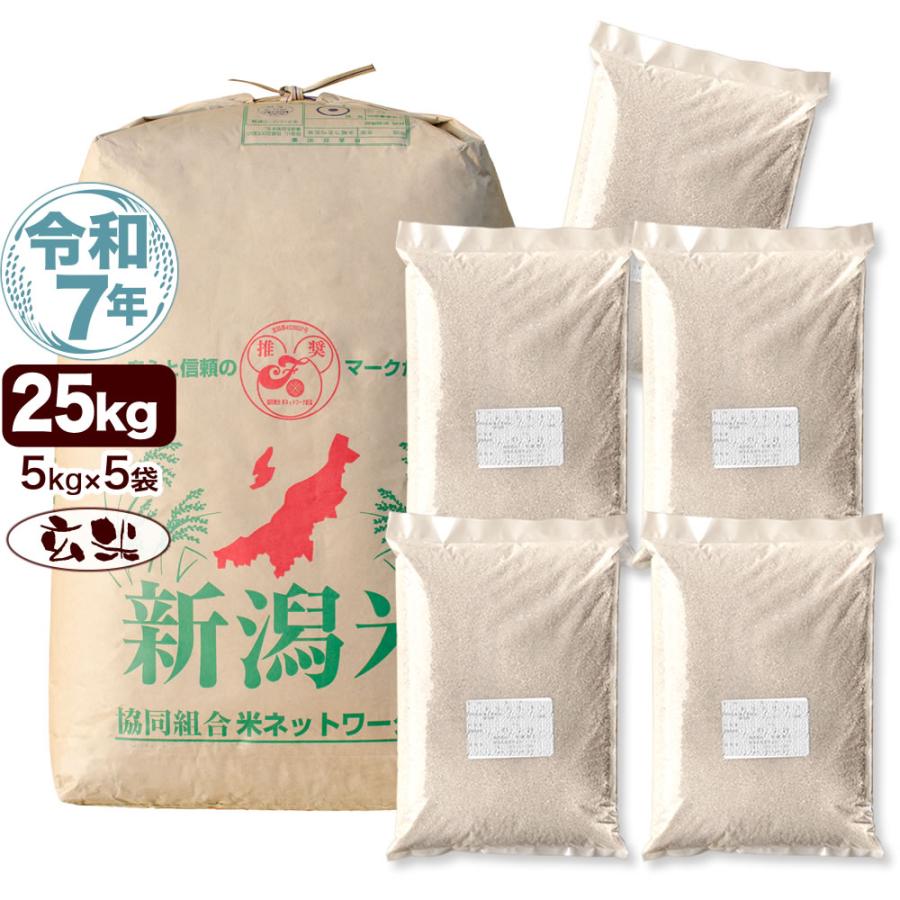 コシヒカリ 新潟産コシヒカリ 山並 令和7年産 25kg(5kg×5袋) お米 玄米