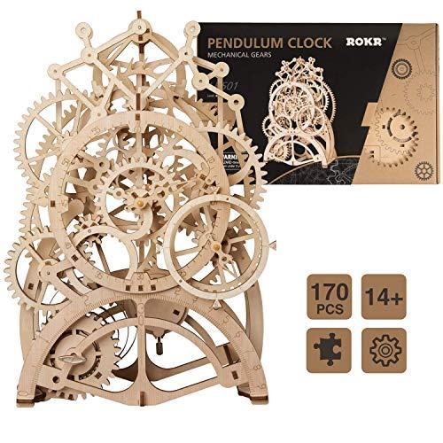 ROKR 振り子時計 立体パズル 置時計 木製おもちゃ 木製パズル 機械モデル 手作り 女の子 男の子 誕生日 クリスマスプレゼント 格好い