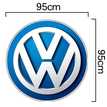 ワーゲン Volkswagen VWマーク エンブレム カラー特大ステッカー 95cm 