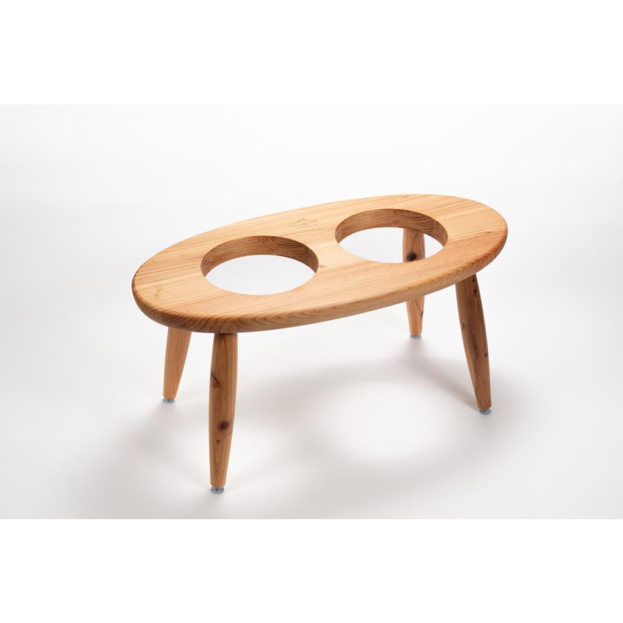 Coron ダブル Lサイズ　大型犬　食器台　国産杉　無垢素材　犬用　食器　フードボウル　 |  | 02