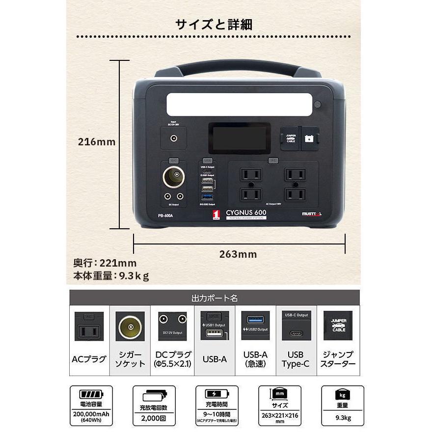 MUST TOOL マストツール PB-600A ポータブル電源 CYGNUS 600｜imaginet-de｜03