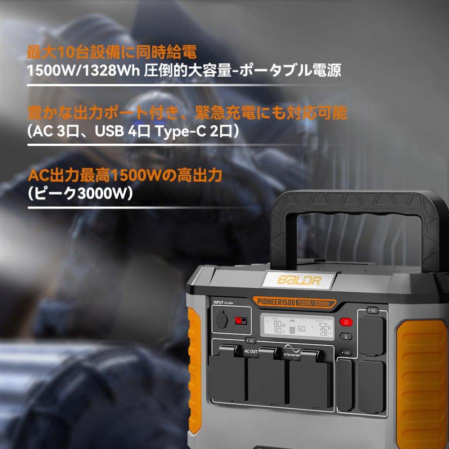 ポータブル電源 1500W 1328Wh 359000mAh PSE認証済 ポータブル