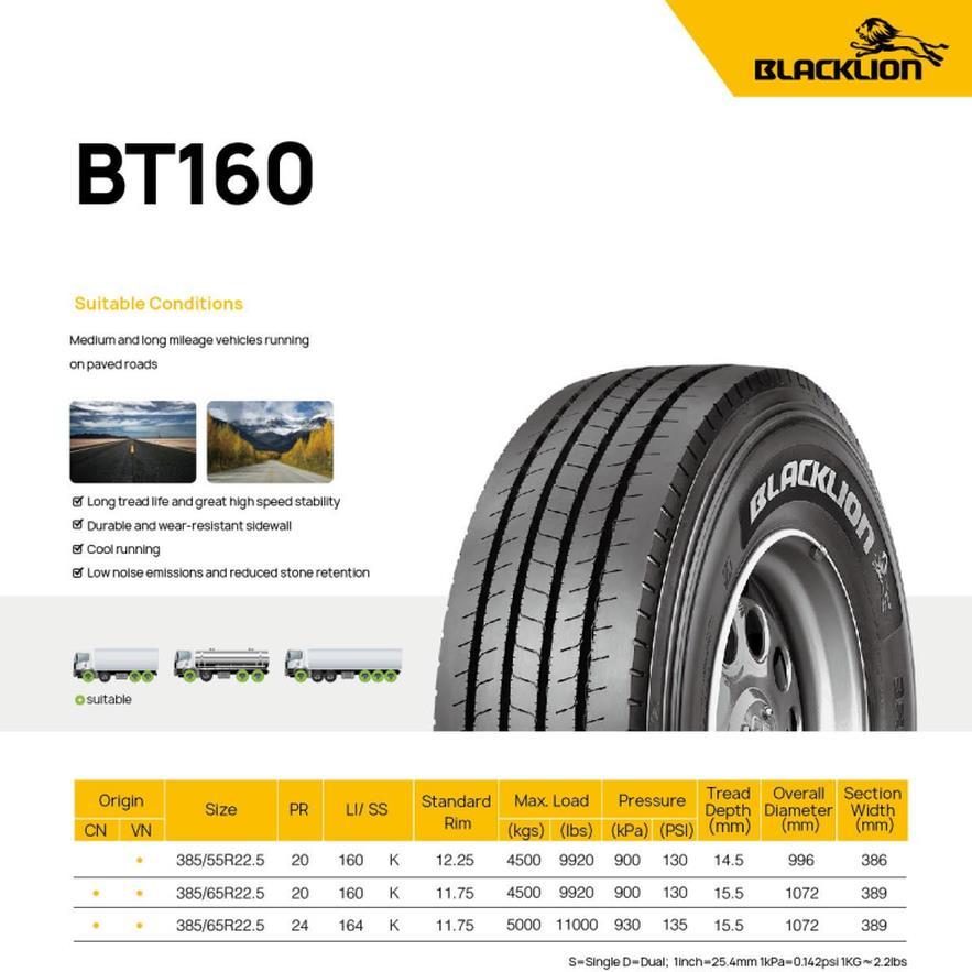 385/65R22.5 164K 24PR BT160 新品 トラックタイヤ 大型車用 385/65R22.5 164K 24PR BT160 新品 トラックタイヤ 大型車用