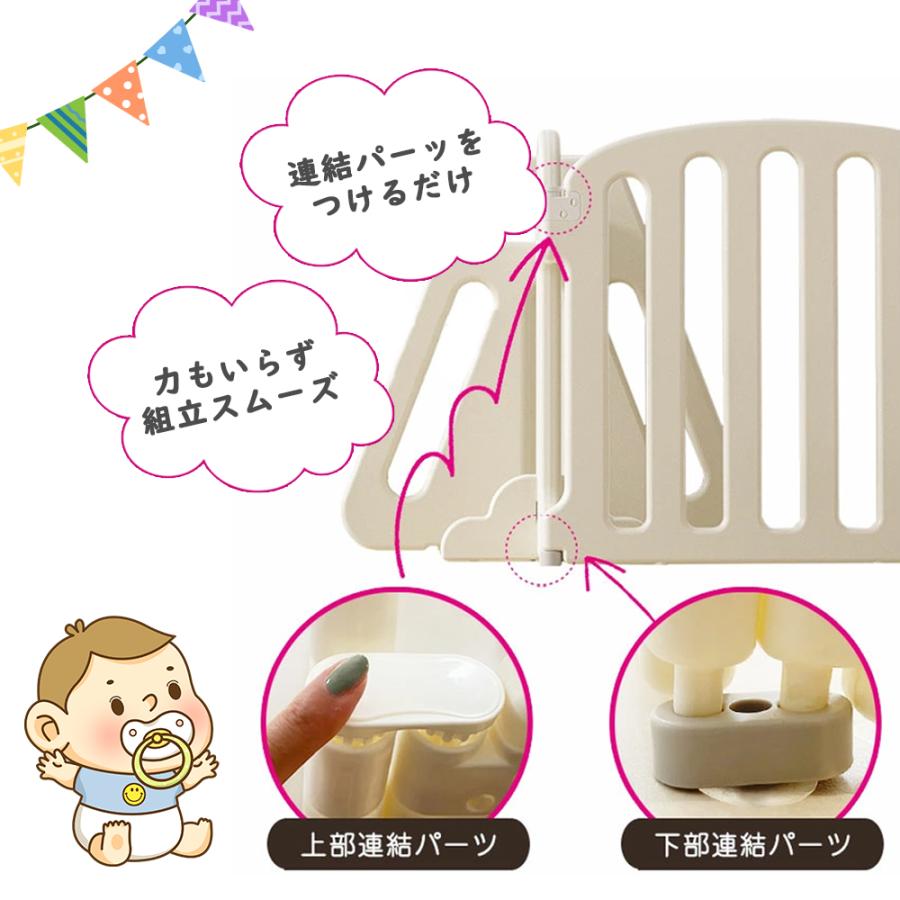 キッズパーテーション ベビーゲート 360cm ベビーサークル ワイド ベビーガード 置くだけ 自立式 ドア付き プレイヤード ベビーフェンスの画像