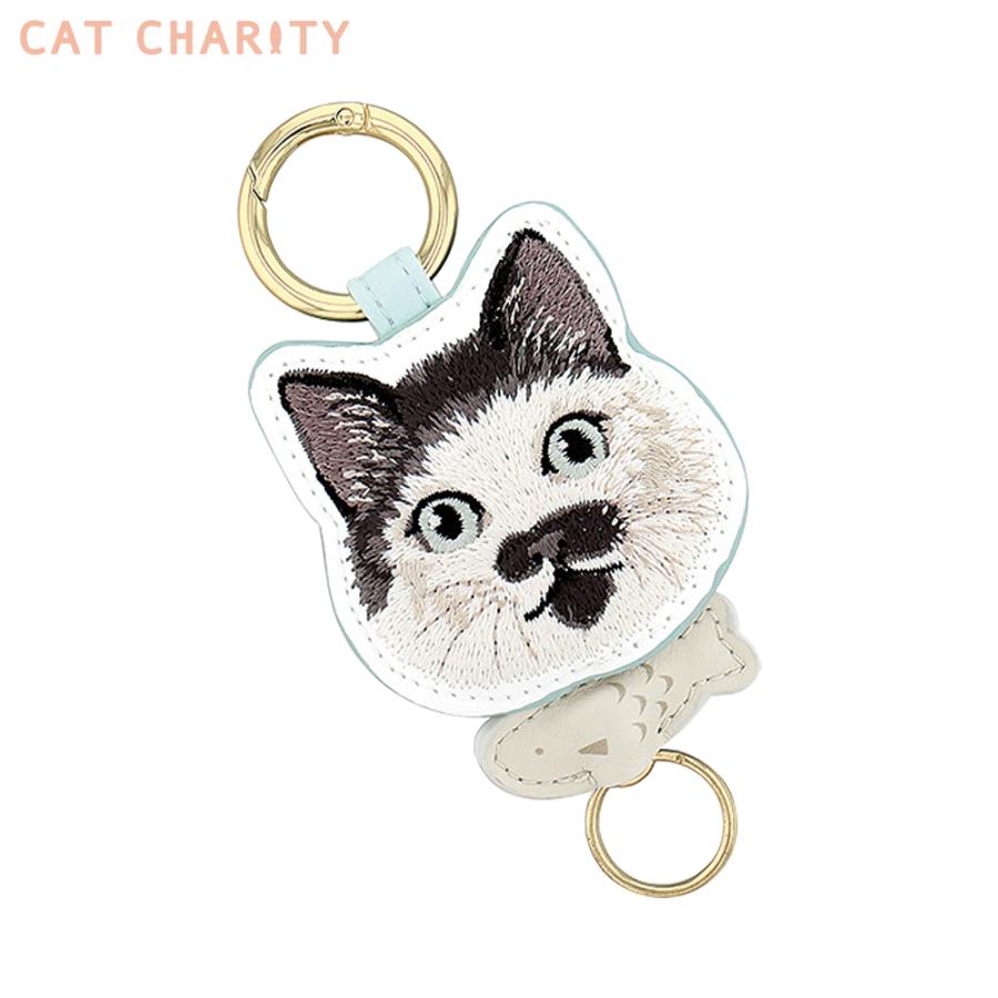 キャットチャリティ チャーム リール付き ミケ 三毛猫 キジトラ スコティッシュフォールド 白猫 ブリティッシュショートヘア ラグドール ハチワレ  黒猫 GKH0014