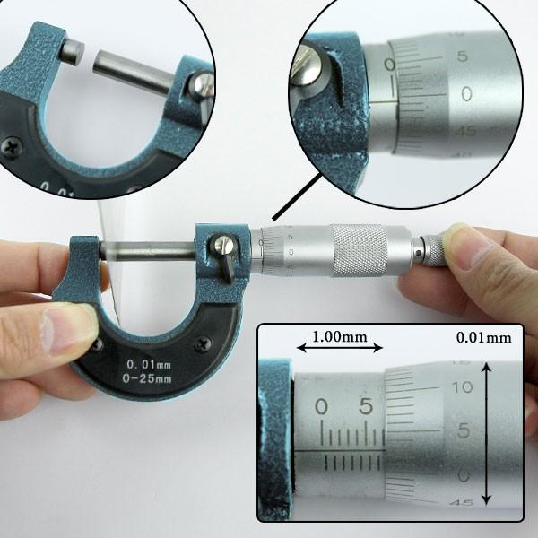 マイクロメータ マイクロメーター アナログ 0.01mm〜25.00mm : いま何