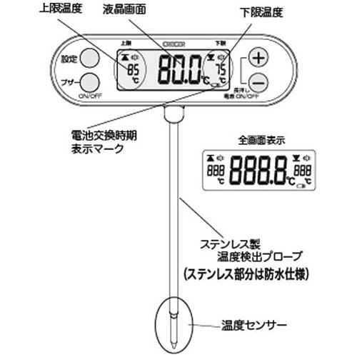 CRECER（クレセル） 料理温度計 アラーム デジタル温度計 調理温度計