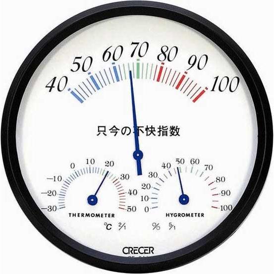 温湿度計 不快指数計 温度計 湿度計 アナログ CF-041 クレセル 壁掛