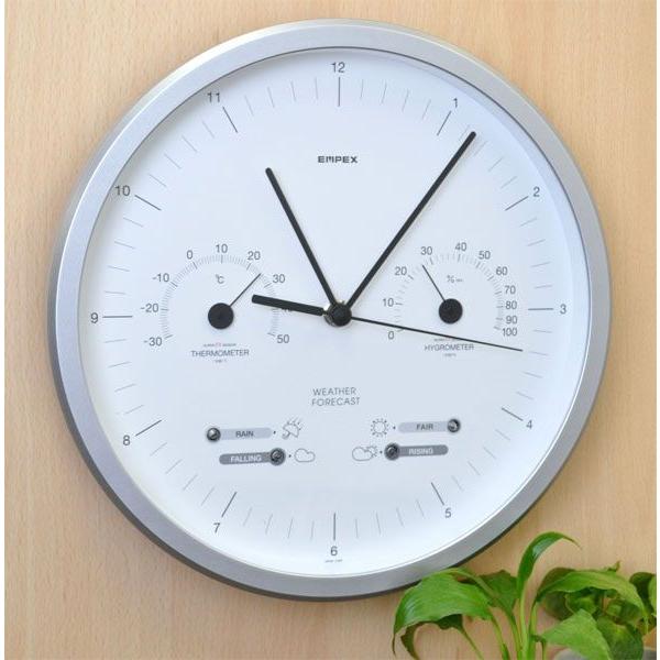 エンペックス気象計 時計 温湿度計 天気予測 アナログ掛時計 EX-5471