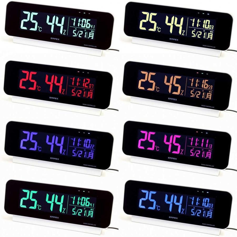 エンペックス気象計 電波時計 デジタル温湿度計 LED グラデーション TD