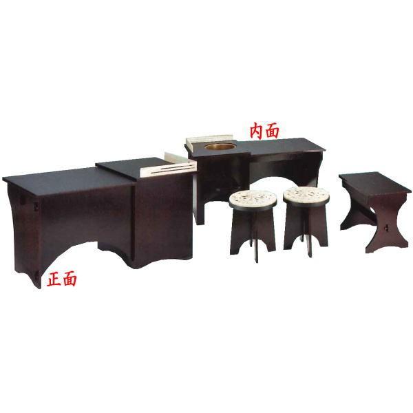 茶道具 立礼卓 布摺 而妙斎好写 伴東 円椅 円座付2台 風炉先付 中村