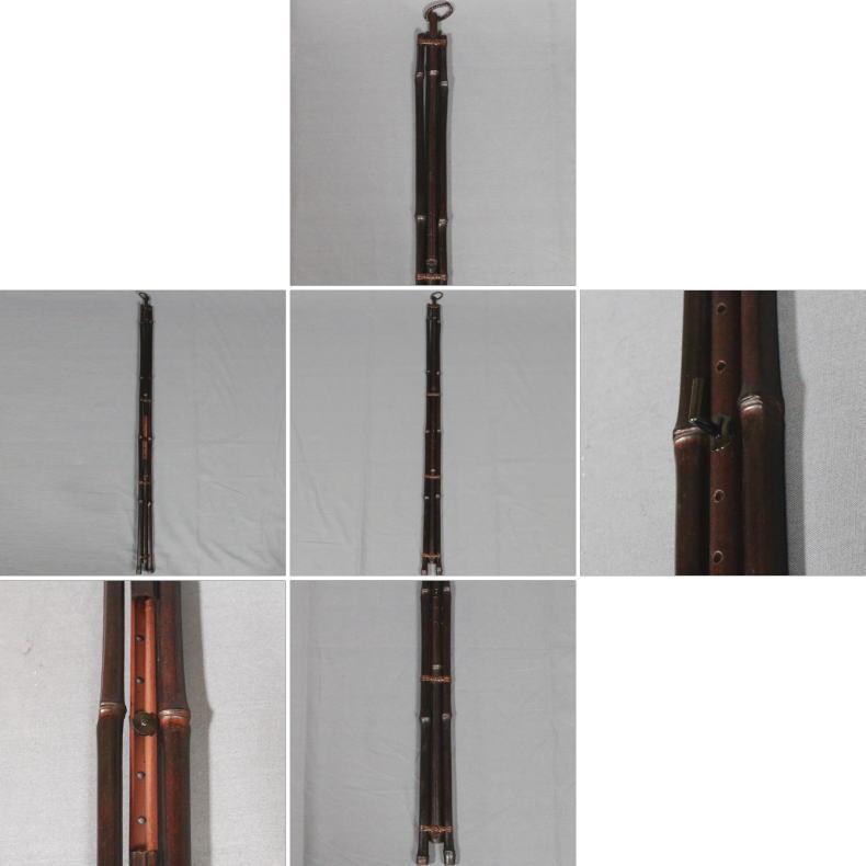 茶道具 竹花入掛 竹垂發 花入掛 竹3本束 花筏 白竹又は染竹 花