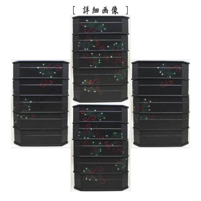 茶道具 菓子器 縁高 縁高重 一閑塗 五段 松唐草蒔絵 而妙斎好写 茶道具 菓子器 縁高 縁高重 一閑塗 五段 松唐草蒔絵 而妙斎好写