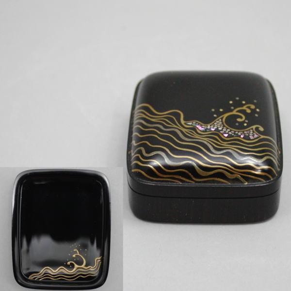 茶道具 香合 波蒔絵 蓋裏に波 黒檀 三宅博作 茶道 : 茶道具いまや静香