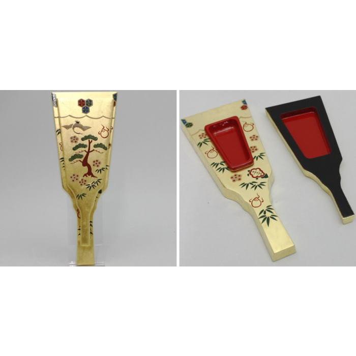 茶道具 香合 羽子板 蓬莱山蒔絵 岡本康光作 茶道 : 茶道具いまや静香園