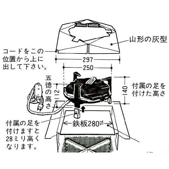 製造中止茶道具 炉 置炉 野々田式 炭型電熱器 炭型ヒーター600W 炉用 置炉用 中間切換スイッチ付 定番 :L-802:茶道具いまや静香園